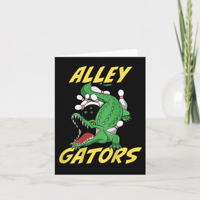 Alley Gators Bowling Team Byckside Print Alligator Card (Front)
