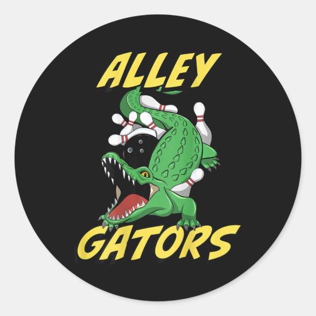 Alley Gators Bowling Team Byckside Print Alligator Classic Round Sticker (Front)