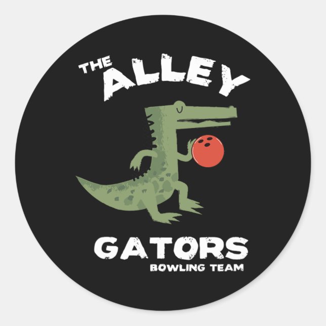 Alley Gators Bowling Team Design  Classic Round Sticker (Front)