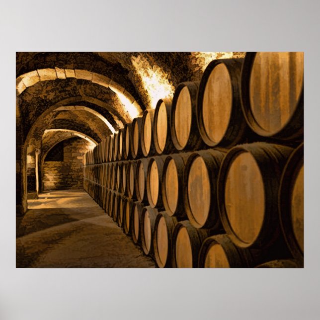 Alley of Barrels at the Winery Poster (Front)