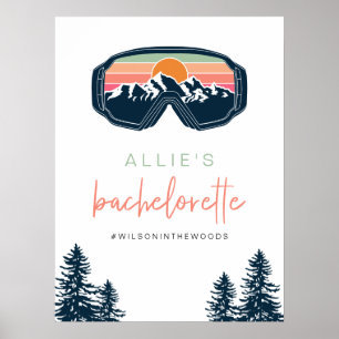ALLIE Colourful Mountain Ski Bachelorette Welcome Poster