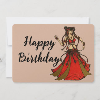 Alliecat Belly Dancer Happy Birthday  Holiday Card