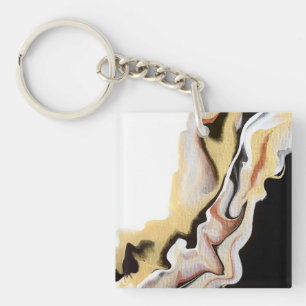 Alligare Abstract Gold Black White Fluid Art Keychain