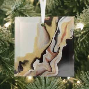 Alligare Golden Abstract Acrylic Fluid Art Glass Ornament