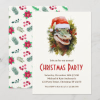 Alligator a Santa Hat Poinsettias Christmas Party