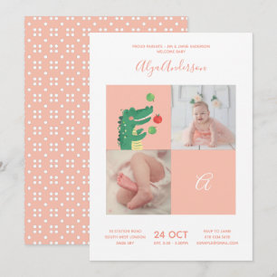 Alligator • Alphabet Monogram Cute Baby Shower Invitation