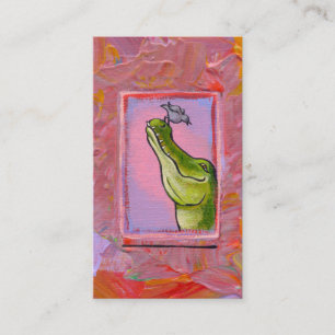 Alligator and bird balance of power fun unique art business card
