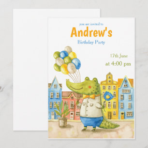 Alligator Aquarelle Crocodile Invitation Anniversa