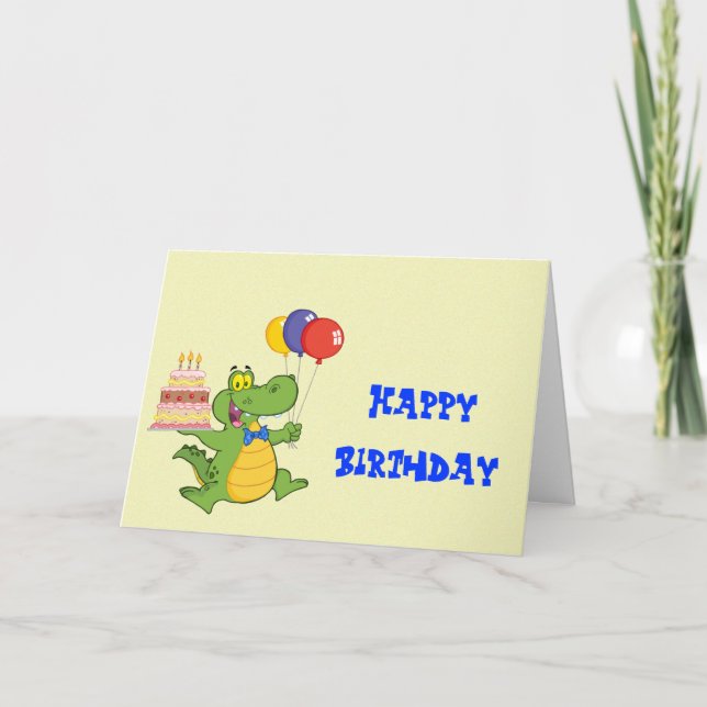 Alligator avec des ballons et des cartes (Devant)