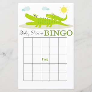 Alligator baby shower bingo card