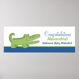 Alligator Banner Poster Print - Blue/Green