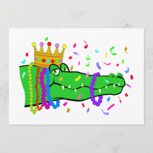 Alligator Beads Mardi Gras Party Invitation