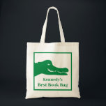 Alligator Book Tote Bag<br><div class="desc">One delightful alligator tote bag is a great book bag,  gift bag,  or birthday bag to personalize.</div>