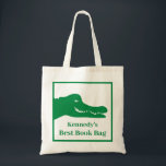 Alligator Book Tote Bag<br><div class="desc">One delightful alligator tote bag is a great book bag,  gift bag,  or birthday bag to personalize.</div>