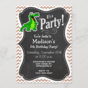Alligator; Brown Chevron Invitation