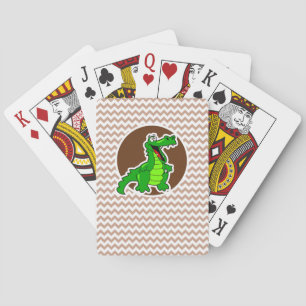 Alligator; Brown Chevron Playing Cards