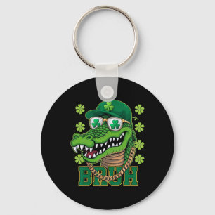 Alligator Bruh St Patricks Day Shamrock Irish Men  Keychain