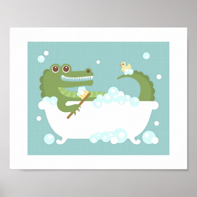 Alligator Bubble Bath Poster Print (Front)