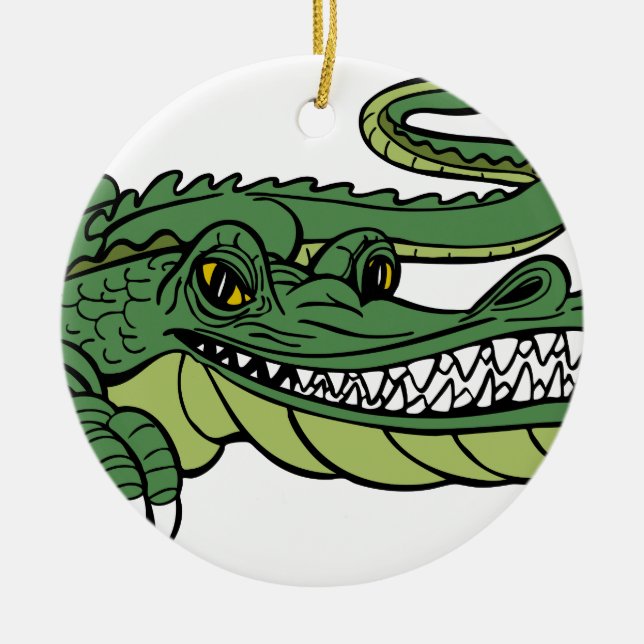 Alligator Cartoon Character Ceramic Ornament (Front)
