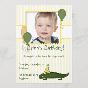 Alligator Child's Birthday Photo Invitation
