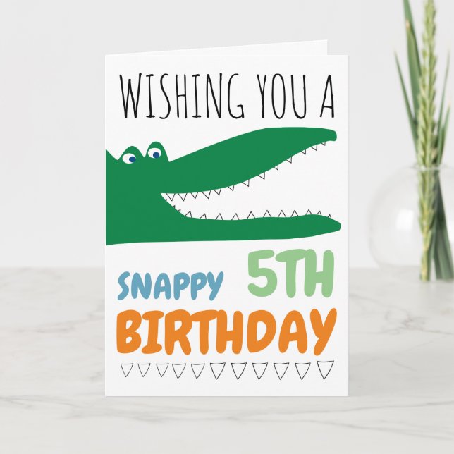 Alligator Chomp, Chevron Birthday Greeting Card (Front)
