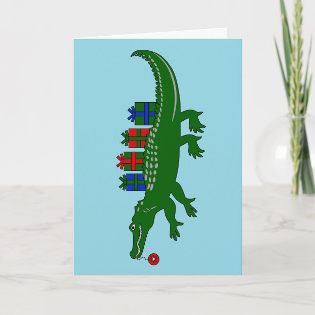 Alligator Christmas Card (Front)