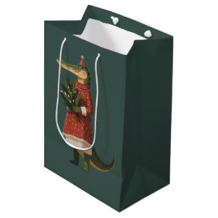 Alligator Christmas Crocodile Lover Holiday Funny  Medium Gift Bag
