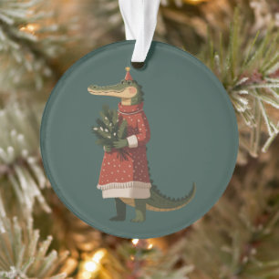 Alligator Christmas Crocodile Lover Holiday Funny  Ornament