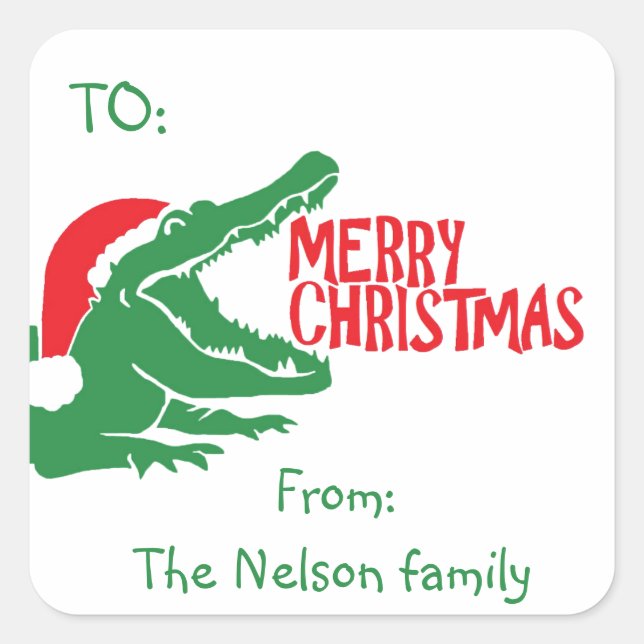 Alligator Christmas custom sticker (Front)