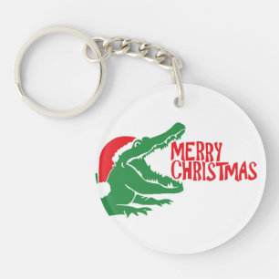 Alligator christmas keychain