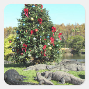Alligator Christmas Stickers