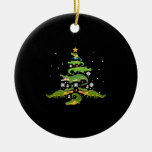 Alligator Christmas Tree Cute Xmas Lover Lights Ceramic Ornament