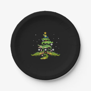 Alligator Christmas Tree Cute Xmas Lover Lights Paper Plate
