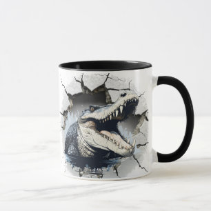 alligator coming out from a wall mug