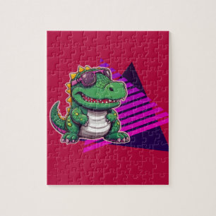 Alligator Cool Kawaii Retro Vibe Baby Shower Jigsaw Puzzle
