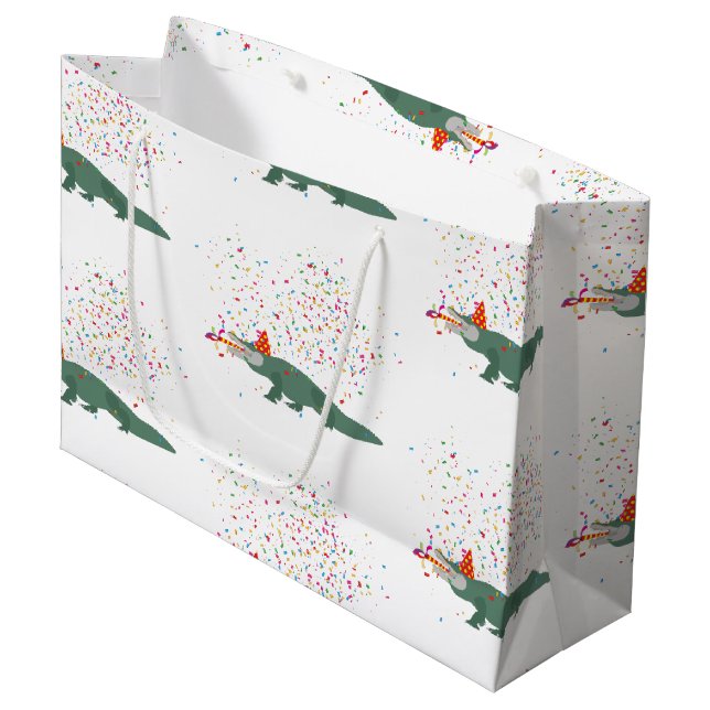 Alligator Crocodile - Animals Having a Party  Large Gift Bag (Front Angled)