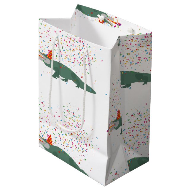 Alligator Crocodile - Animals Having a Party  Medium Gift Bag (Front Angled)