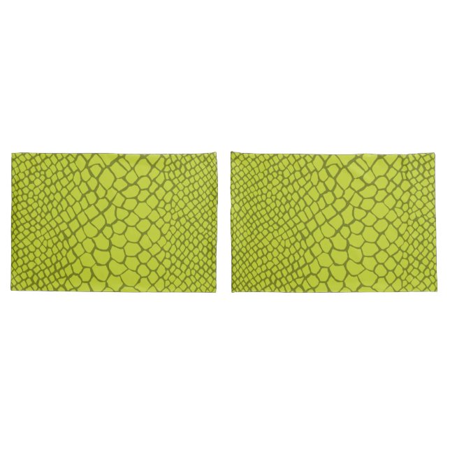 Alligator Crocodile Modern Green Fun Bedroom Decor Pillowcase (Back-Set)