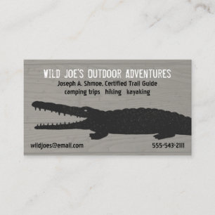 Alligator   Crocodile on Wood Style Business Card