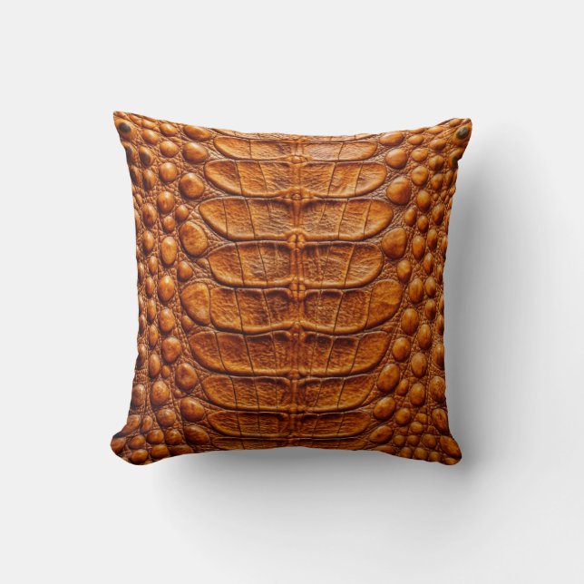 Alligator Crocodile Skin Faux Copper colour Throw Pillow (Front)
