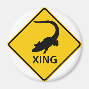 Alligator Crossing Highway Sign Magnet