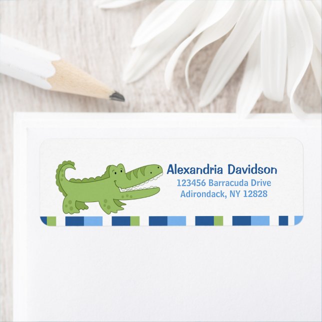 Alligator Custom Address Labels - Green/Blue (Alligator Return Address Labels)