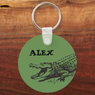 Alligator drawing with custom name keychain