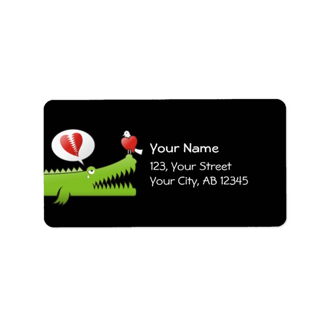 Alligator en Étiquette Amour (Devant)