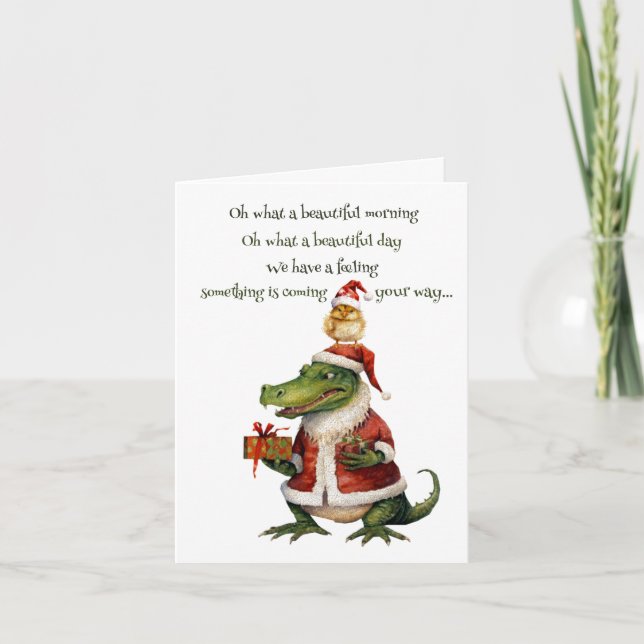 Alligator Et Poulet Plier Carte De Vacances (Devant)