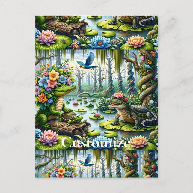 Alligator Fantasy Swamp Thunder_Cove Postcard (Front)