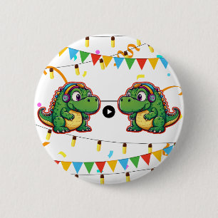 Alligator Festive Colourful Music Baby Shower 2 Inch Round Button