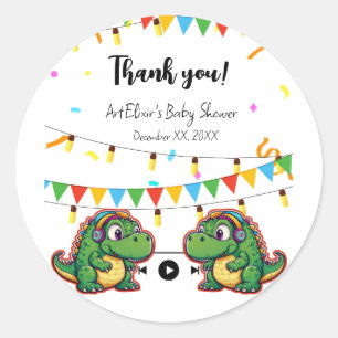 Alligator Festive Colourful Music Baby Shower Classic Round Sticker