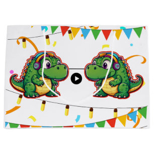 Alligator Festive Colourful Music Baby Shower Large Gift Bag