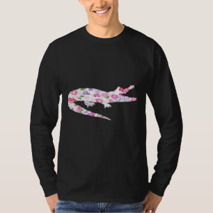 Alligator Floral Print Flower Hippie Hawaiian T-Shirt
